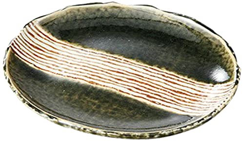 織部焼　楕円浅鉢 5枚組 美濃焼✨織部ストライプ葉型楕円長皿▫5枚組 - メルカリ